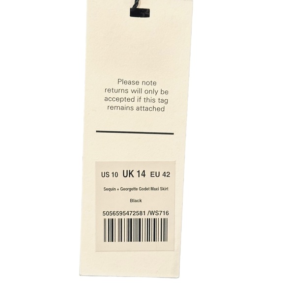 ✌️sold✌️Nwt ME+EM Sequin + Georgette Godet Maxi Skirt Sequinned Satin Black 10 - Picture 5 of 16